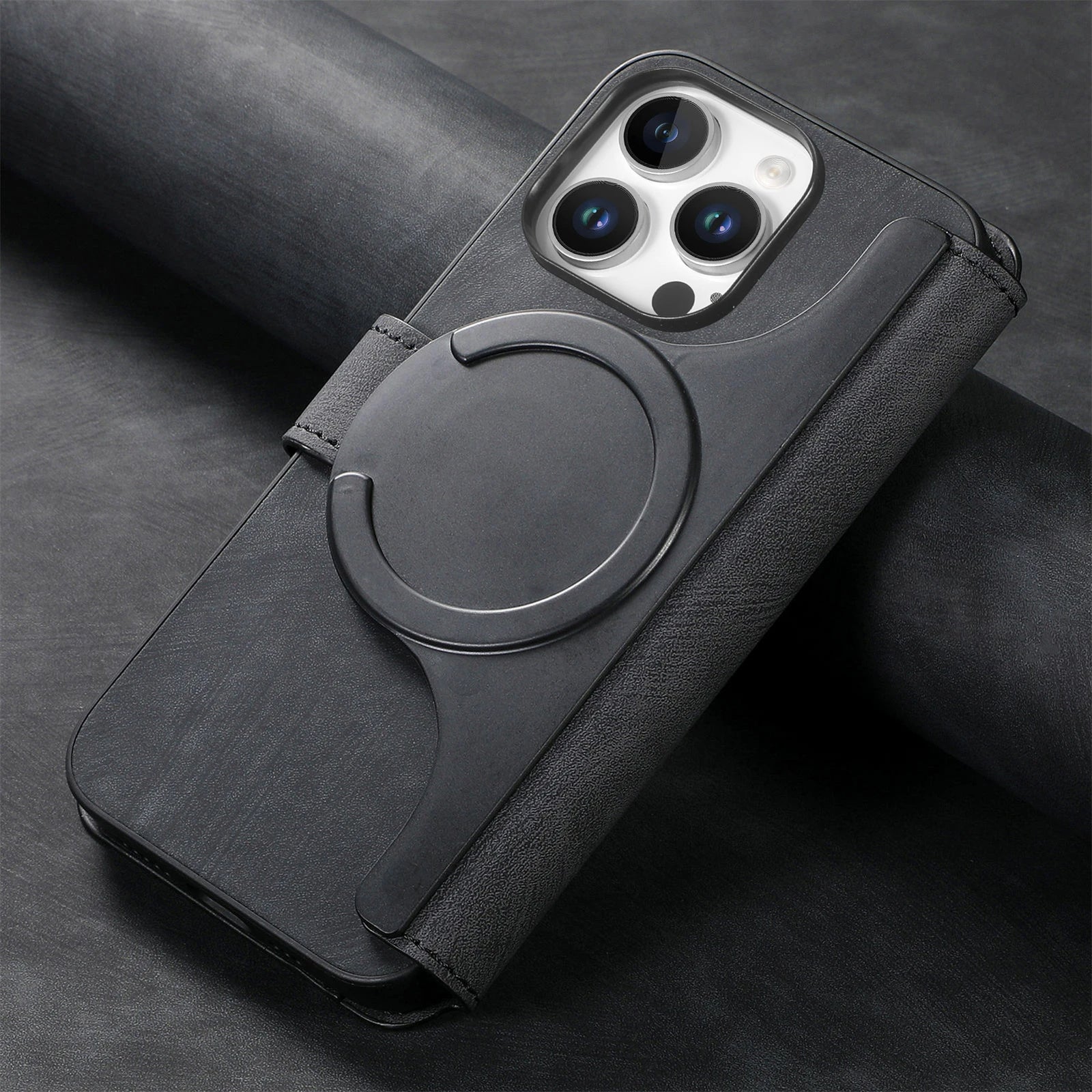 Flip Leather Wallet Case for iPhone 16 15 Pro Max 14 Plus 16E Magsafe  Detachable Card Slot Holder Cover