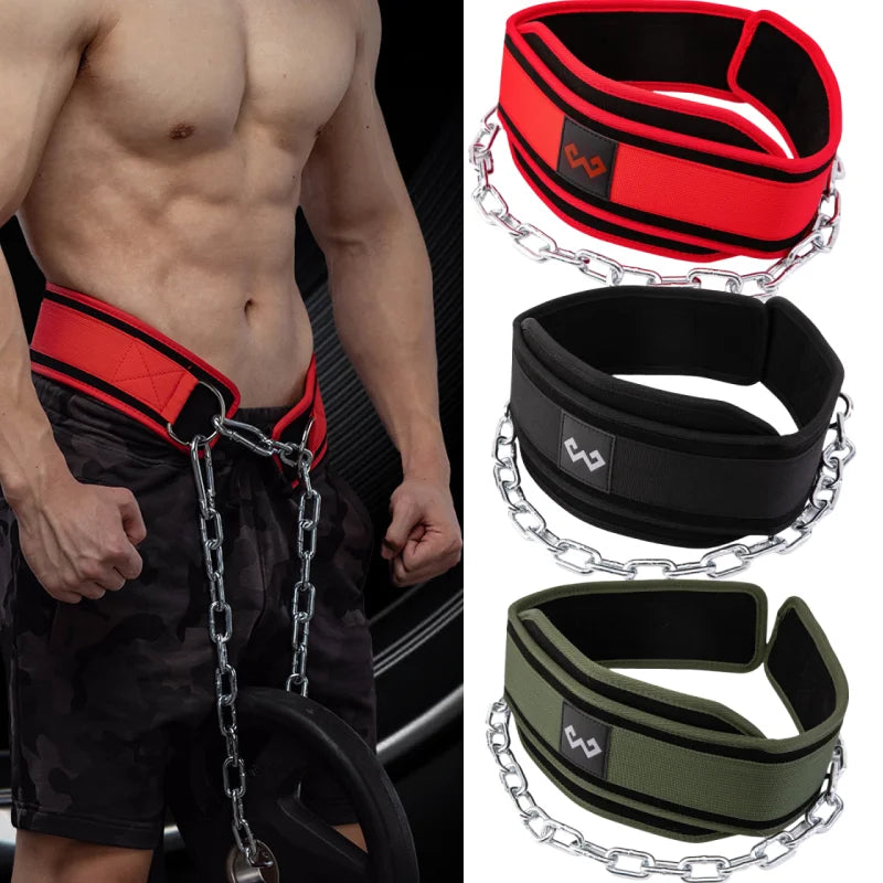 Dip Belt for Weightlifting With Chain Pull Ups Belt Gym Lifting Belt Powerlifting Squat Bodybuilding Heavy Duty Steel Crossfit