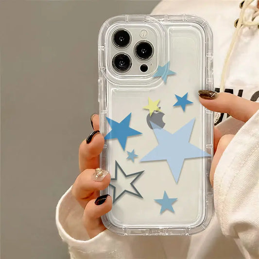 Case Black White Star Soft Clear Case for Samsung Galaxy S24 S23 Ultra S22 Plus S21 Cover