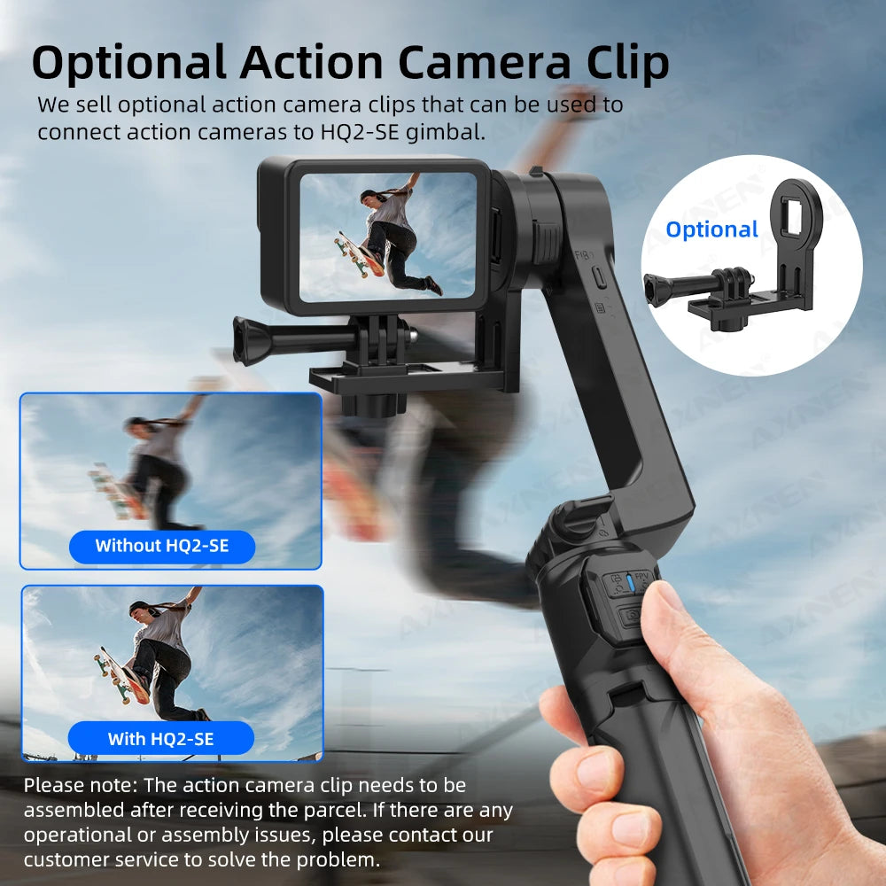 HQ2 SERIES Mobile Phone Stabilizer Handheld Gimbal for Smartphone Gopro Action Camera Extension Rod Selfie Stick Tripod