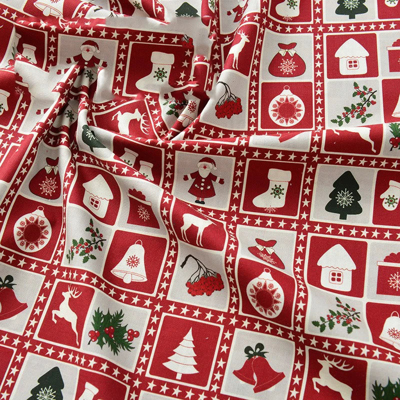 Pure Cotton Digital Printing Christmas Flower 60SManual DIY Decorate Fabric Pillow Clothes Christmas Theme Autumn and Winter New