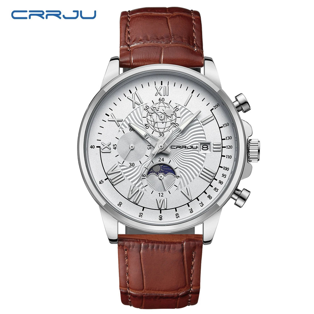 Watch Fashion Business Quartz Watch Sun, Moon and Star Multifunctional Luminous Waterproof Father's Day Gift