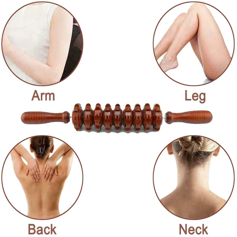 Curved Wood Roller for Stomach Cellulite,Wooden Therapy Massage Tool for Body Shaping,Wood Massager Stick for Lymphatic Drainage