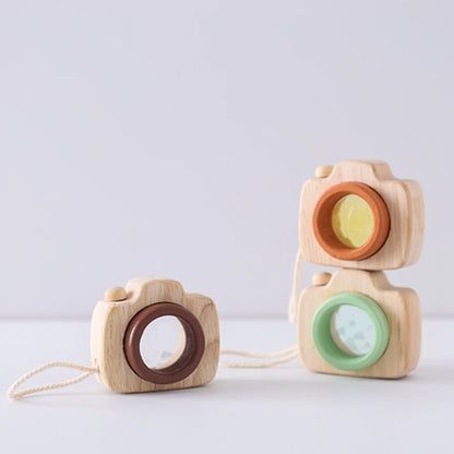 Baby Wood Colorful Camera Kaleidoscope Toys for Children Rainbow Wooden Toys for Children Kids Learning Early Educational Game