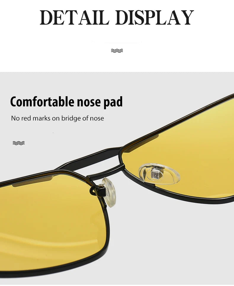 Photochromic Polarized Night Vision Driving Sunglasses UV400 Yellow Lens Goggles for Men Women
