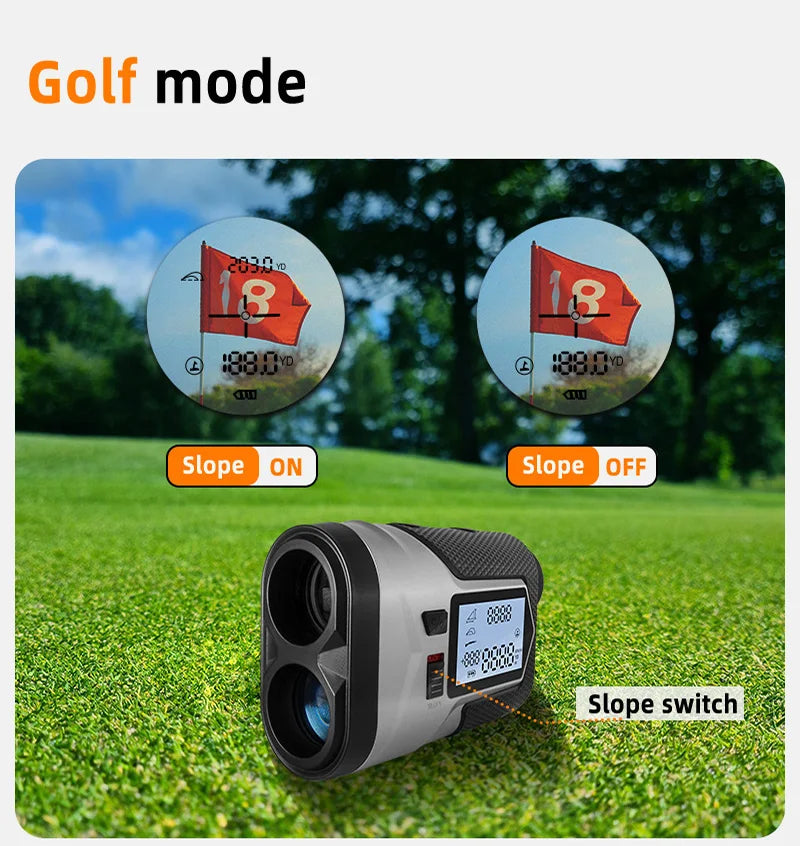 Rechargeable Golf Laser Rangefinder 1200m With Slope Adjustment Flag Lock And Vibration