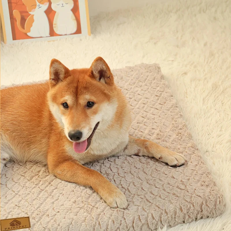 Corduroy Plush Pet Bed Cushion for Dogs and Cats
