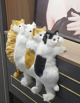 Simulation cat plush Doll Realistic Cute Cat Furry Hanging Ornaments Car Decoration Stuffed Animals Sculptures creative gift