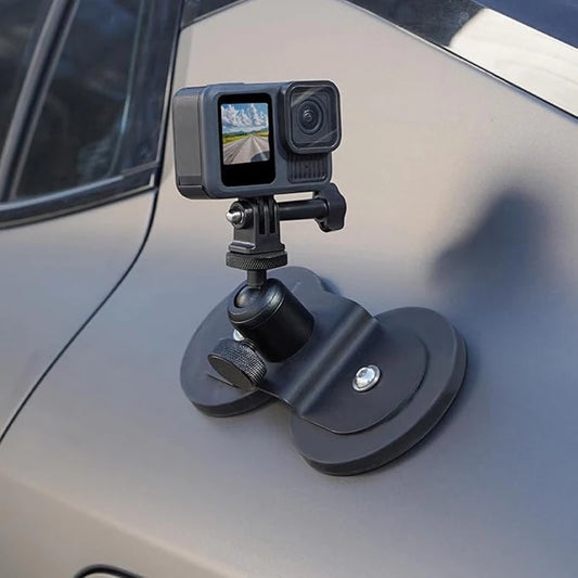 Magnetic Car Mount Stand Action Camera Holder Vacuum Suction Alloy 360 Degree Rotation