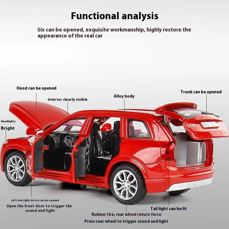 Simulation 1:32 Volvo XC90 SUV Alloy Diecast Metal Model Sound & Light Toy Car Central Control Ornaments Display Present For Boy