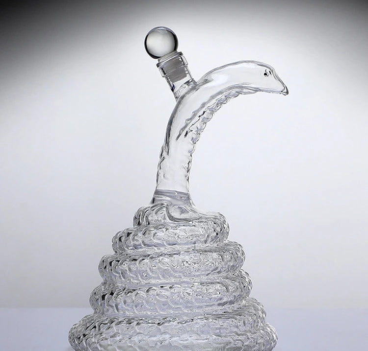 Snake Shaped Wine Bottle 500/1000mI High Borosilicate Glass Process Chinese Zodiac Snake Transparent Empty Bottle Whisky Bottle