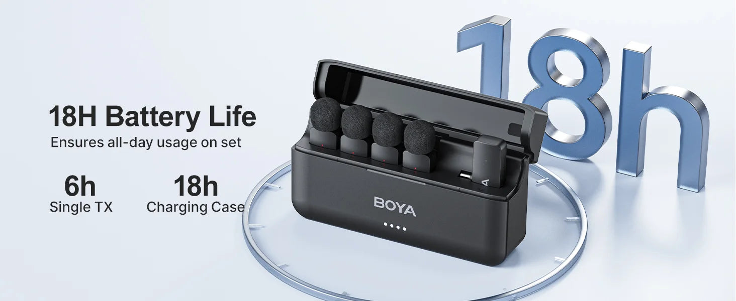 BY-V4 Wireless Lavalier Microphone for iPhone 15/16 Series Type C Smartphone 4-Channel Lapel Mic for Youtube Recording Vlog