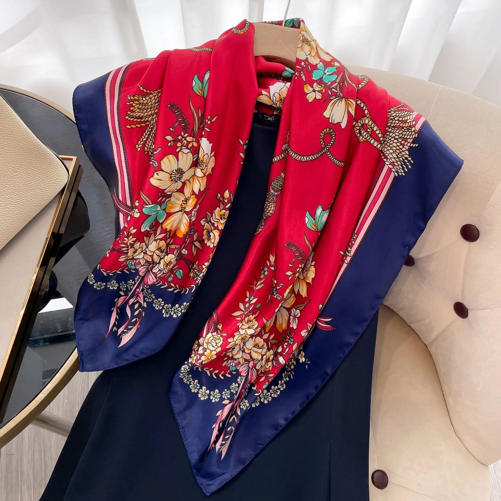 Square Women Scarves Silk Office Ladies Hair Neck Bandanna Headband Foulard Headcloth Muslim Headscarf Female muffler