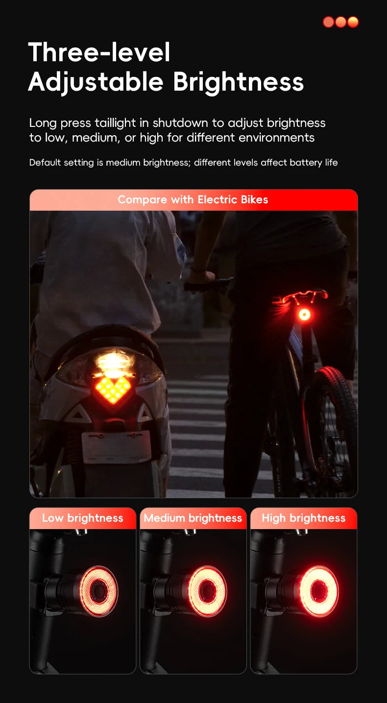 Smart Brake Sensing Bike Taillight IPX6 Waterproof Type-C Synchronized Bicycle Rear Light MTB Road Cycling Tail Light