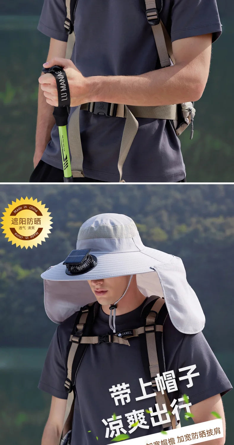 Wide Brim Solar Fan Outdoor Sun Hat