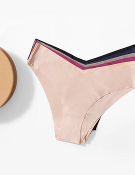 Seamless Women's Panties V Waist Underwear Woman Lingerie Thongs Ice SIlk Underwear XXL Plus Size Female Bikinis