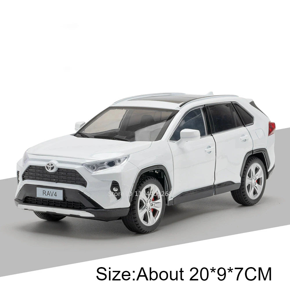 1:24 Scale RAV4 Camry Model Car Toy Metal Diecast Simulation Collection Sound & Light Vehicles Models Hobby Ornaments Gifts