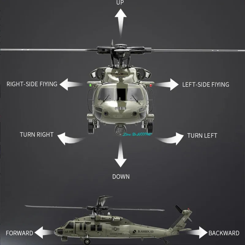 Professional Six Channel Brushless Remote Control Military Helicopter