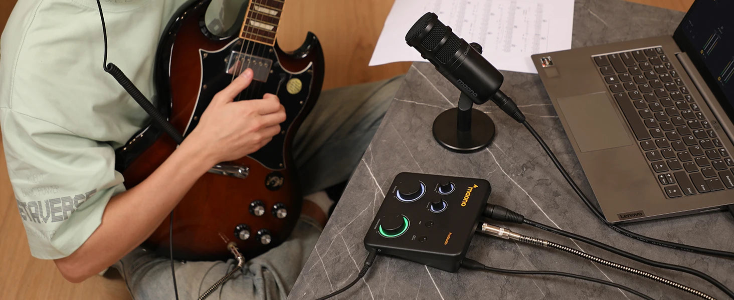 USB Audio Interface for PC,XLR Input 24-bit/192kHz Routing Software LOOPBACK ASIO for Recording Music,Guitar,DAW PS22 Lite