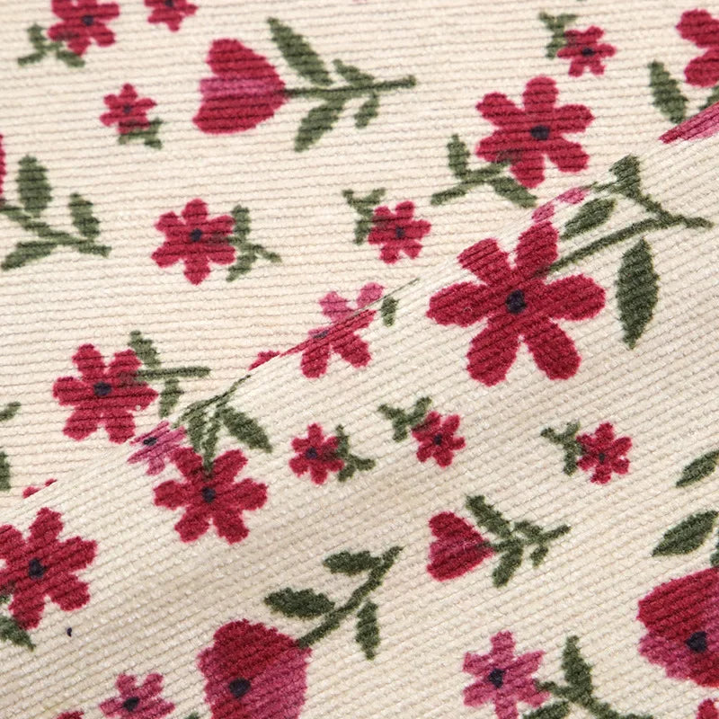 1M/2M/5M Women's Floral Printed Wick Velvet Fabric Women's Fashion Dress Children's Clothing Polyester Handmade Sewing Quilting