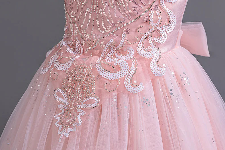 Christmas Girls Princess Ball Gown Fluffy Tulle Birthday Dress for Flower Girl Wedding Pageant Holiday Party Dress