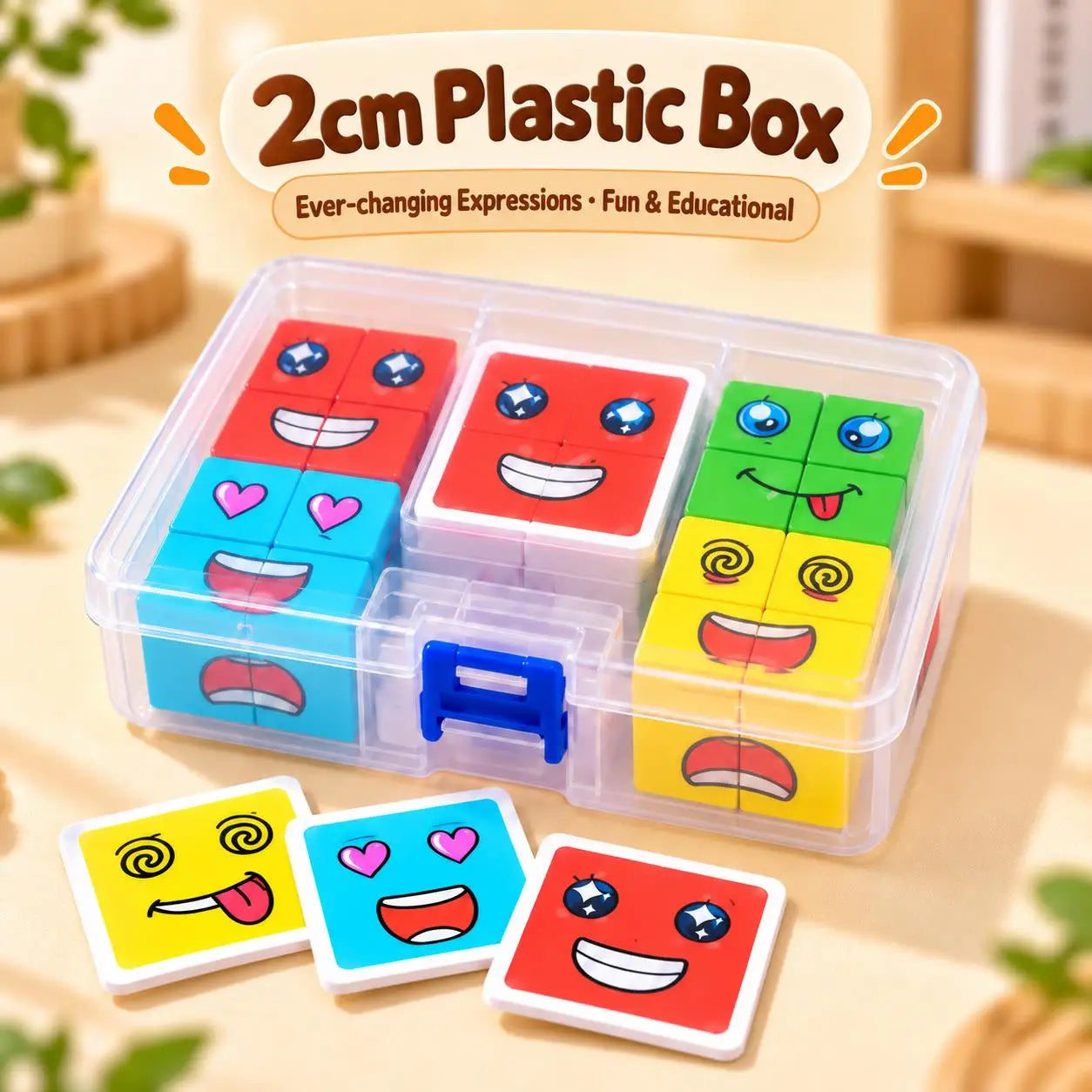 Wooden Facial Expression Matching Cube Puzzle