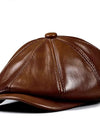 Spring Genuine Leather Hat Cap Cowhide Beret Warm  Cotton Men Padding Brand Brown/Black Duck Hat