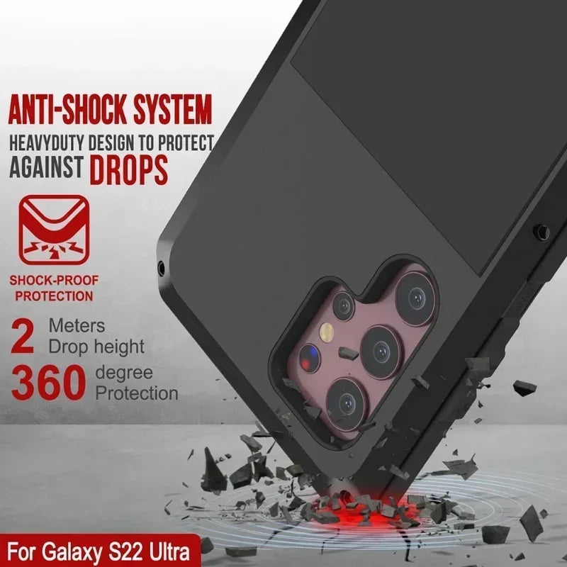 Heavy Duty Doom Armor Metal Case for Samsung Galaxy S26 / S25 / S24 Ultra / Plus / Note 20 Ultra – Aluminum Shockproof Tough Cover
