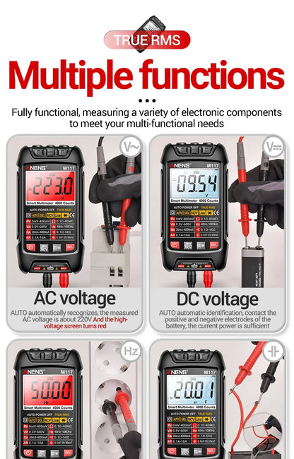 Capacitor Tester Resistance Current Voltage Multimetro 4000 Counts Instruments Meter Multimeters NCV Backlight Tools