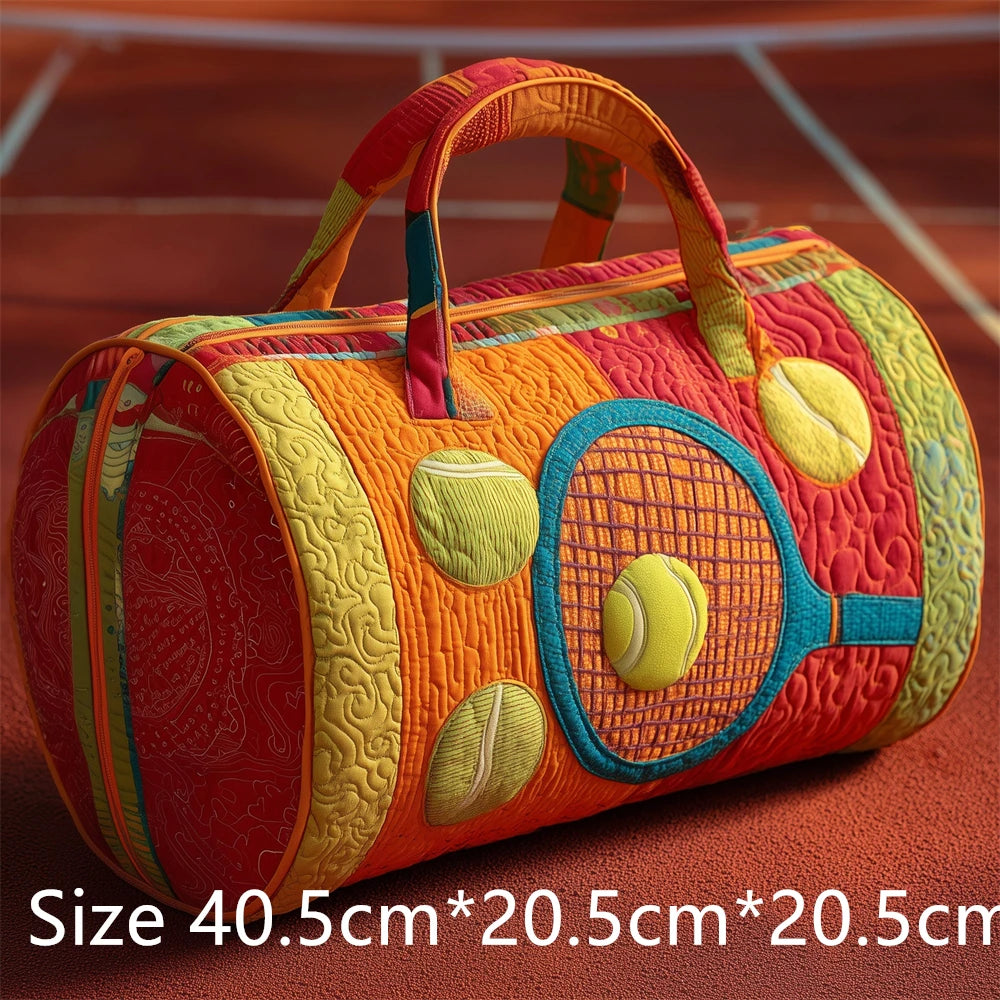 Tennis Racket 3D Printed Quilted Duffel Bag Large Capacity Sports Travel Gym Bag Fashion Weekender Overnight Bag for Men Women