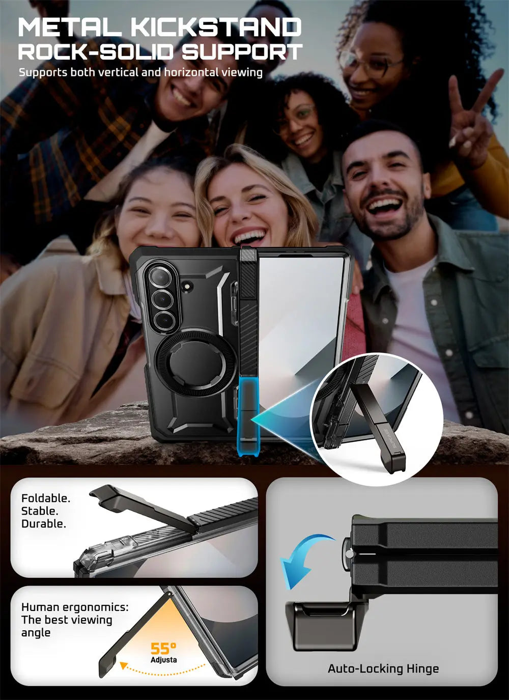 For Samsung Galaxy Z Fold 7 Case UB Grip Anti-Scratch Heavy Duty Rugged  Phone Case with Screen Protector