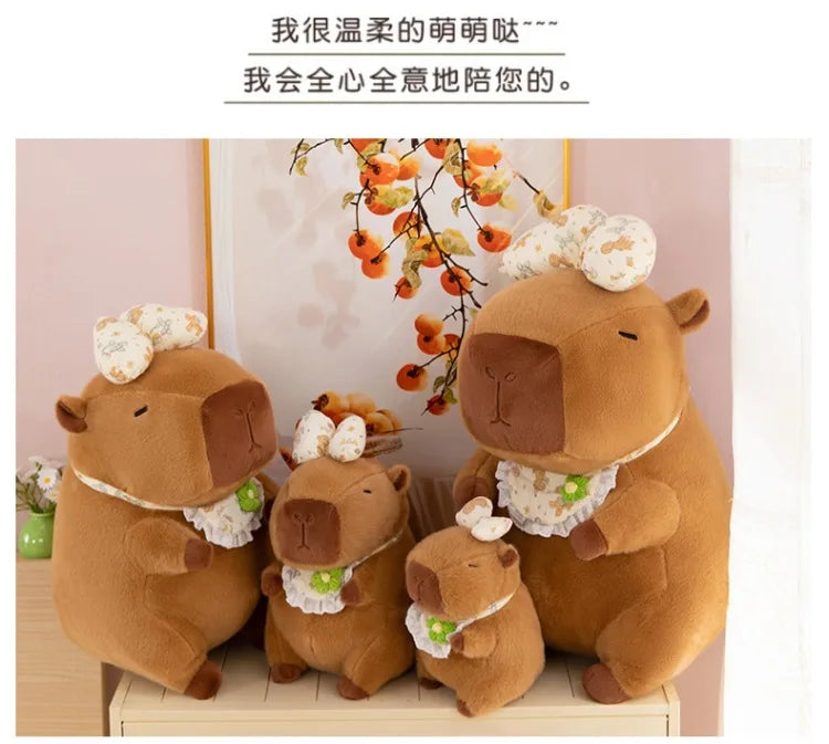 55cm Kawaii Capybara Plush Toy Cartoon with Bow Apron Stuffed Doll Large Cute Baby Gift Kids Birthday Xmas High Quality