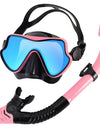 Snorkel Mask Set Silicone Swimming Goggles Diving Training Kit Dry Top Colorful Len Wide View Tempered Glass Anti-Leak Adults