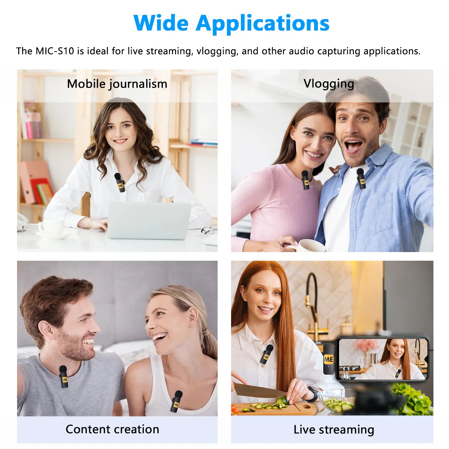 MIC-S Wireless Lavalier Lapel Microphone for iPhone iPad Android PC Laptop Computer Gaming Live Streaming Youtube Recording