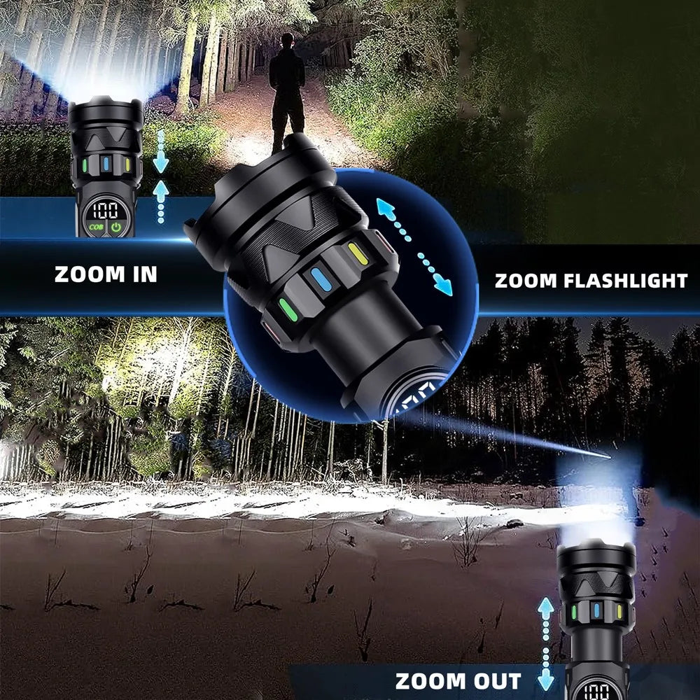 5000 Lumen Rechargeable LED Flashlight With COB Side Light