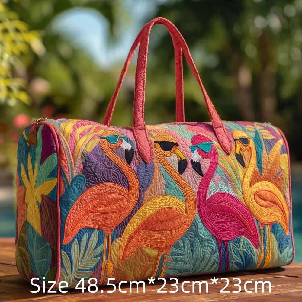 Hot Sale 3D Quilted Flamingo Bag Women Weekender Bag Tropical Palm Leaves Travel Tote Overnight Beach Vacation Carry On Bags