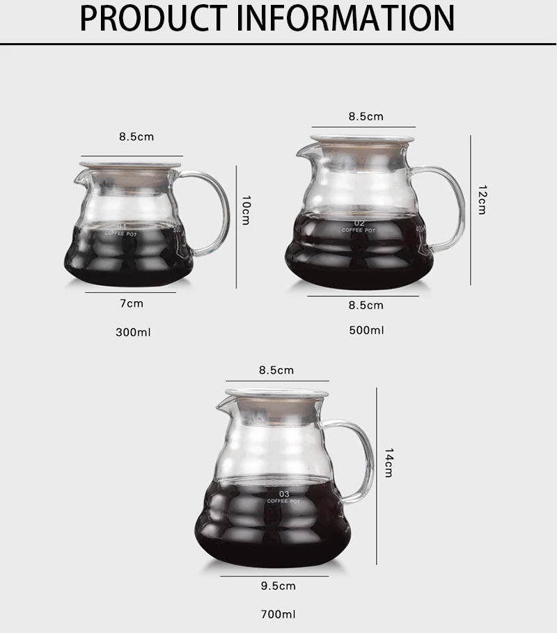 300/500/700ml Glass Coffee Pot With Filter Drip Brewing Hot Brewer Cloud Shaped Kettle Coffee Brewer Utensils Clear Teapot