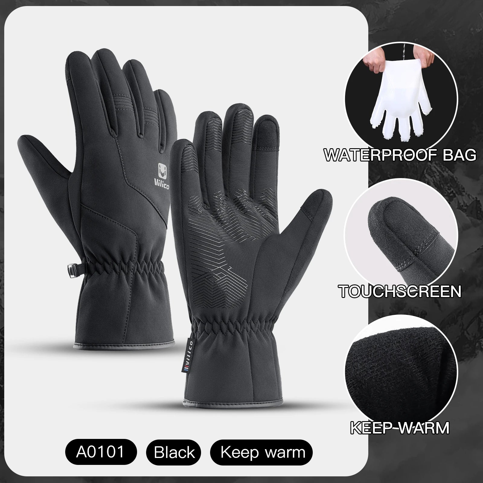 Windproof Waterproof and Warm Gloves for Outdoor Cycling in Autumn and Winter Touch Screen anti slip and Wear-resistant gloves
