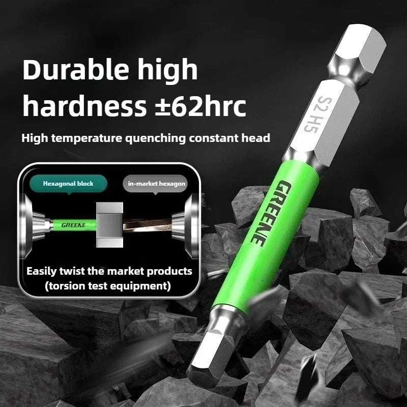 Hexagon socket Bit set Impact Drill Bits, Hex Head Tungsten Steel Screwdriver Bits Suit 1/4 Inch Hexagonal Shank