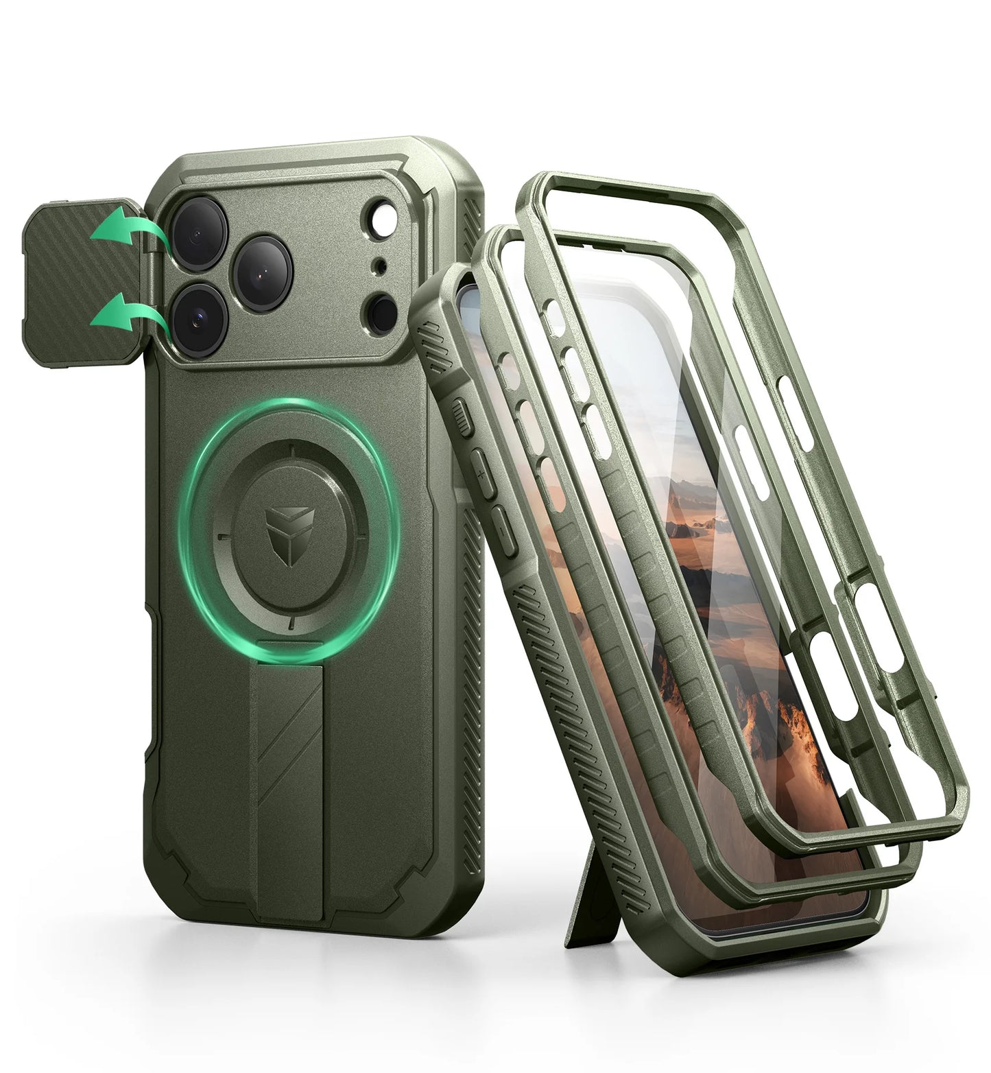 For iphone 17 pro max case with Camera Cover & Adjustable Kickstand Compatible With MagSafe Shockproof Magnetic Protective Cover