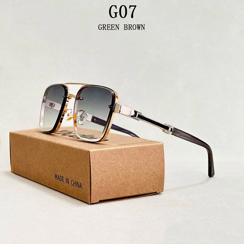 Square Alloy Frame Sunglasses With UV400 Protection
