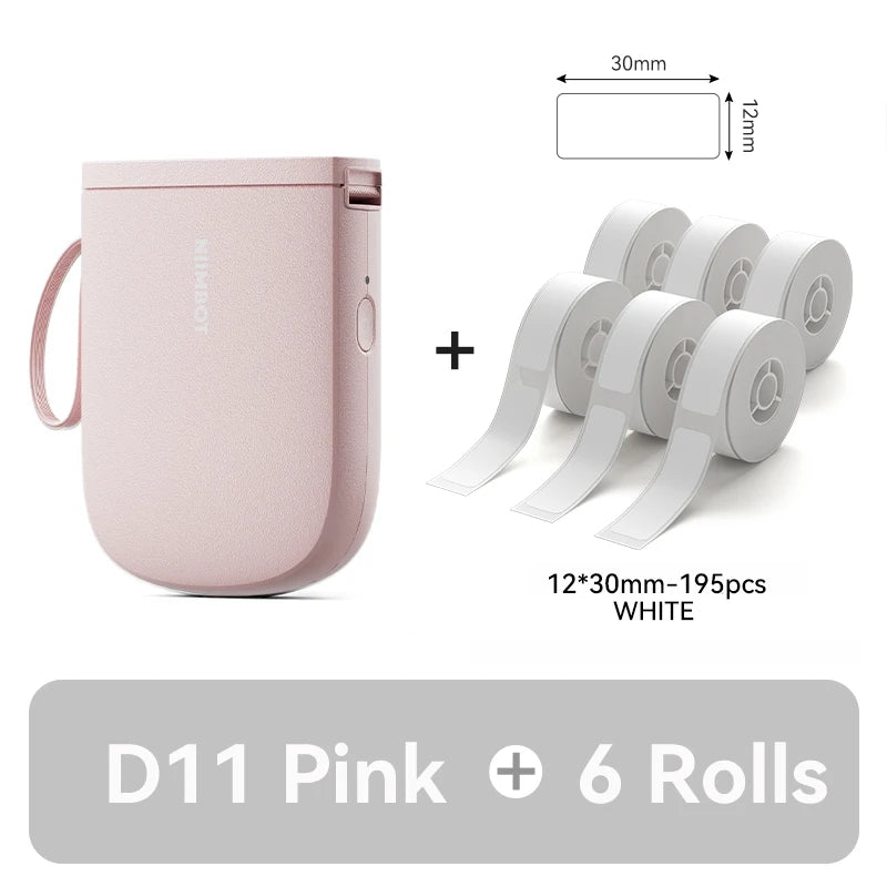 D11 Mini Thermal Label Printer 300DPI, Bluetooth Wireless Inkless Sticker Maker, Portable Label Printer for Android & iOS