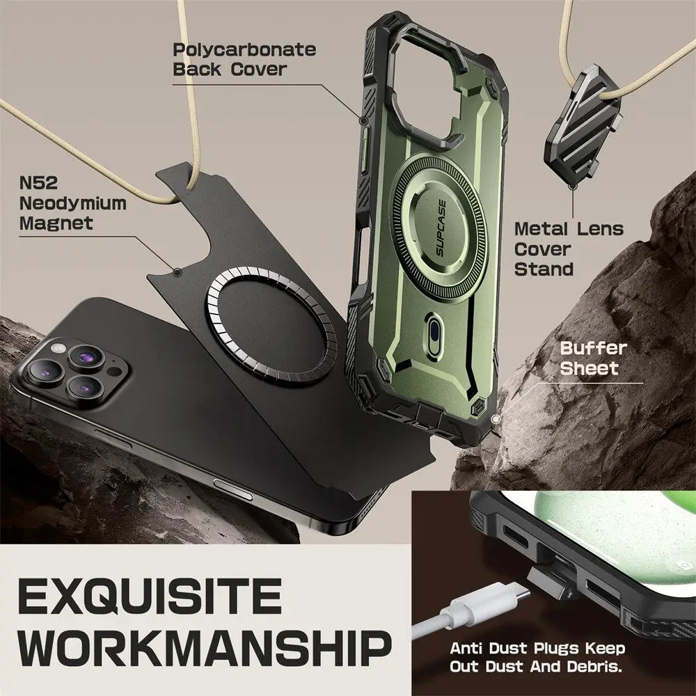 For iPhone 16 Pro Case 6.3" 2024 UB Mag XT Heavy Duty Rugged Strong  Phone Case with Camera Cover