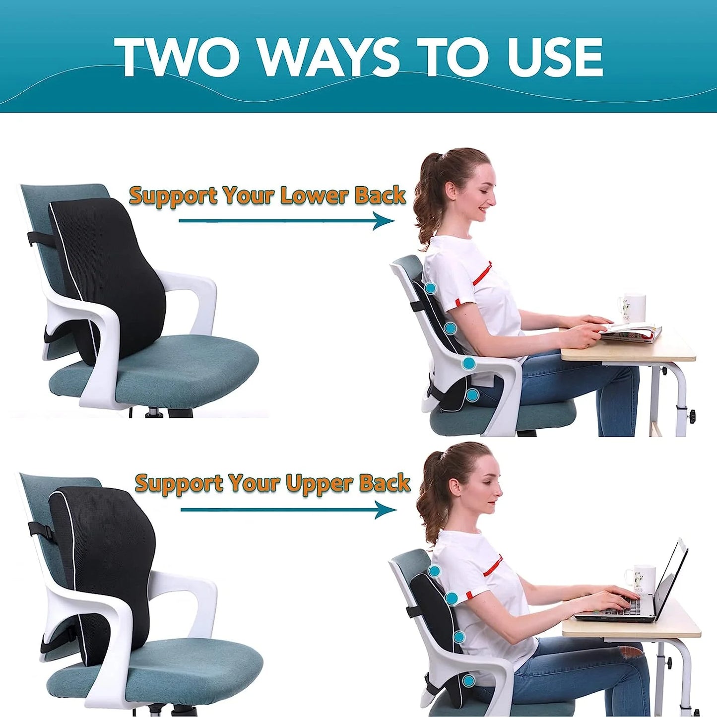 Car Seat Cushion/Waist Office Chair Back Lumbar Support Rest Rebound Memory Foam Cushion Pad Back Lumbar Cushion for Car Driver