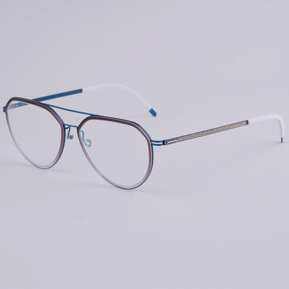 Oversized Pilot Titanium Double Bridge Eyeglasses Frame