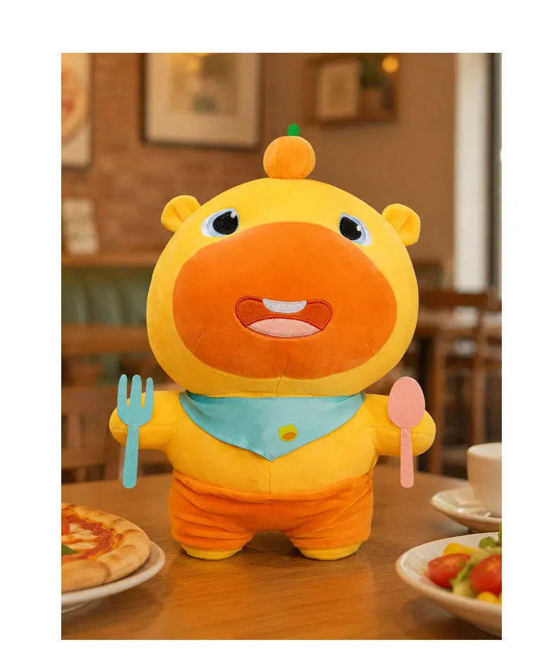 Capybara Lulu Plush Toy With Fork Spoon Soft Stuffed Animal