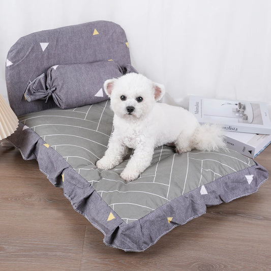 Striped Plush Pet Bed Sofa Cushion for Dogs and Cats