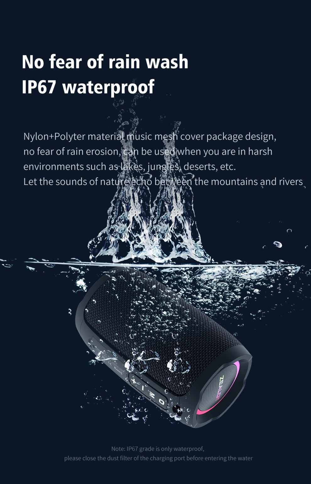 Portable Bluetooth Speaker 20W IPX7 Waterproof Powerful Sound Box Bass Boost Dual Pairing TF, TWS, USB