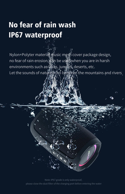 Portable Bluetooth Speaker 20W IPX7 Waterproof Powerful Sound Box Bass Boost Dual Pairing TF, TWS, USB