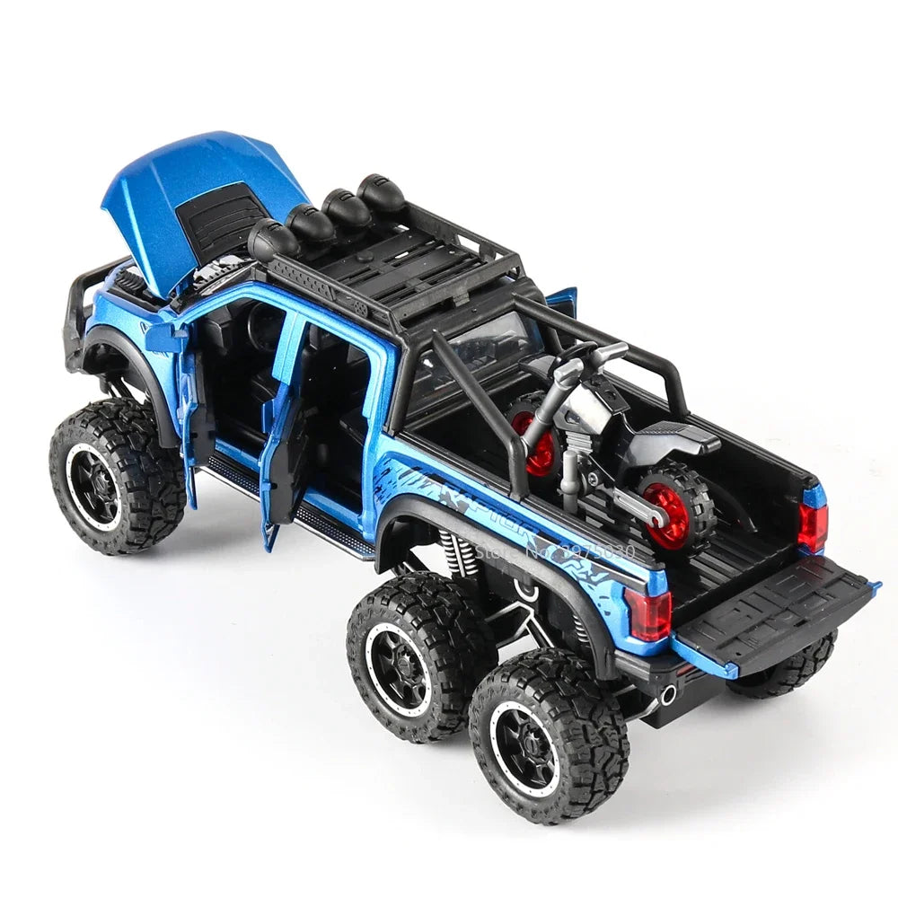 1/28 Raptor F150/G63 Pickup Big Wheels Car Model Toy Alloy Diecast Metal Monster Truck Car Off-road Vehicle Collection